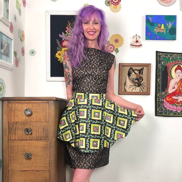 Vintage Other - Vintage Rose Print Apron, 1950s Reversible Cotton and Chiffon Mid Century Apron